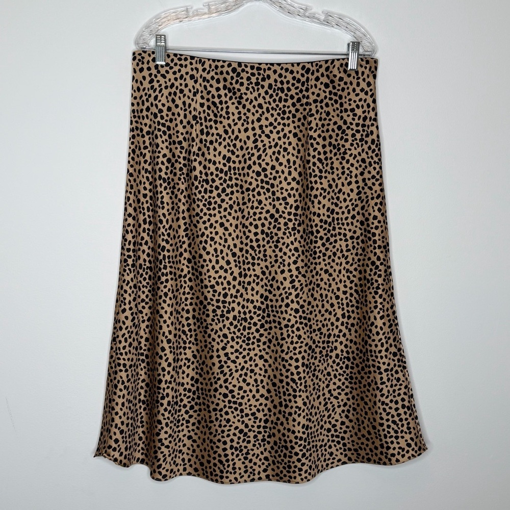 Loft Satin Bias Leopard Animal Print Midi Skirt